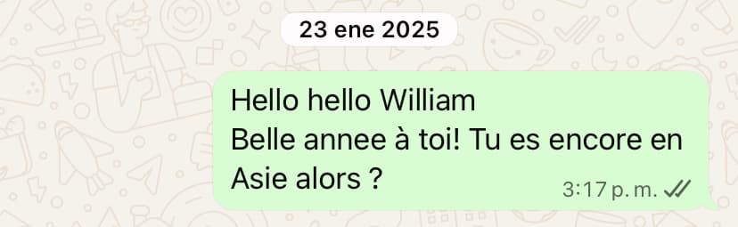 A friend checking whether our trips overlap